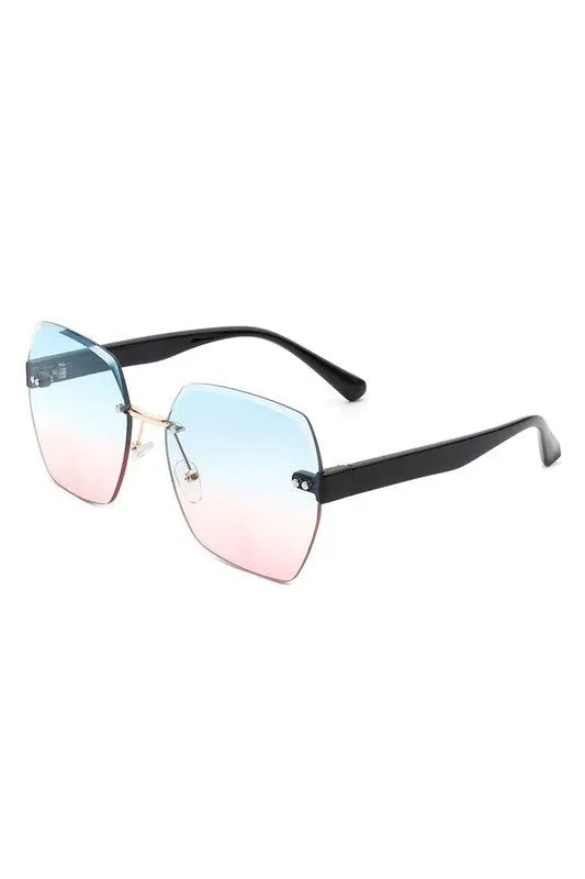 Oversize Square Geometric Rimless Sunglasses Sunglasses Cramilo Eyewear   