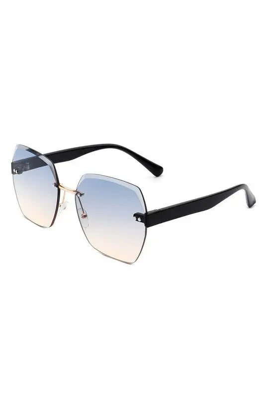 Oversize Square Geometric Rimless Sunglasses Sunglasses Cramilo Eyewear   