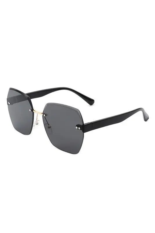 Oversize Square Geometric Rimless Sunglasses Sunglasses Cramilo Eyewear   