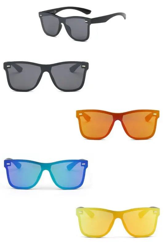 Flat Top Mirrored Rectangle Unisex Sunglasses Sunglasses Cramilo Eyewear Orange One Size 