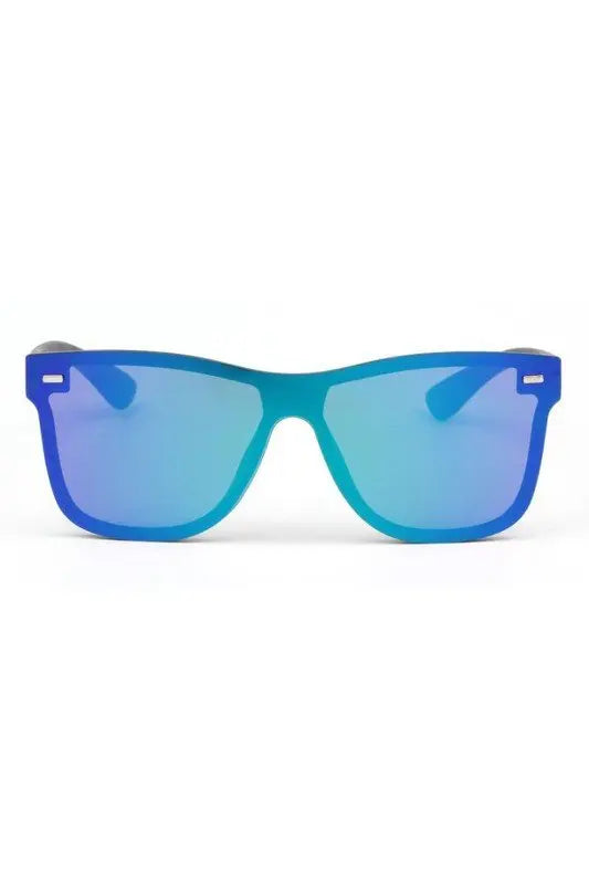 Flat Top Mirrored Rectangle Unisex Sunglasses Sunglasses Cramilo Eyewear   