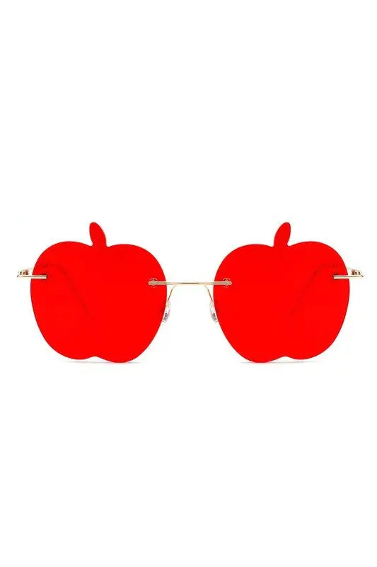 Rimless Apple Shape Frameless Tinted Sunglasses Sunglasses Cramilo Eyewear Red One Size 