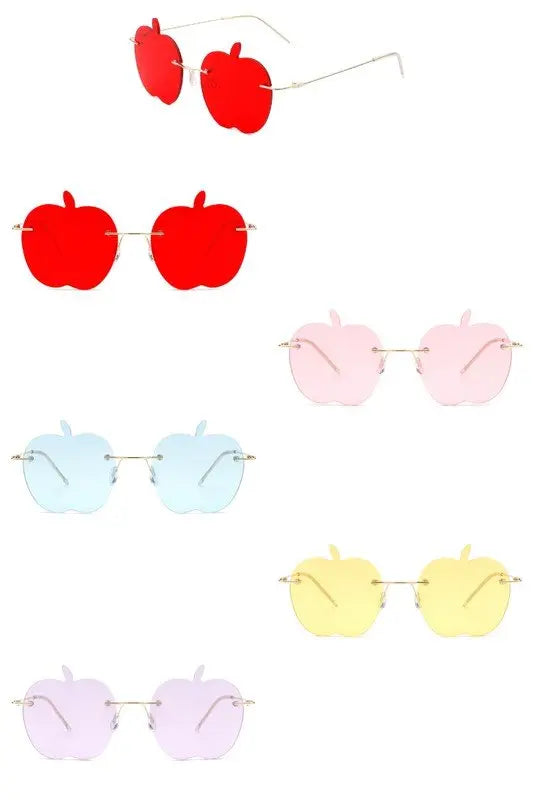 Rimless Apple Shape Frameless Tinted Sunglasses Sunglasses Cramilo Eyewear   