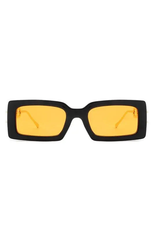 Square Flat Top Chain Link Design Sunglasses Sunglasses Cramilo Eyewear Yellow One Size 