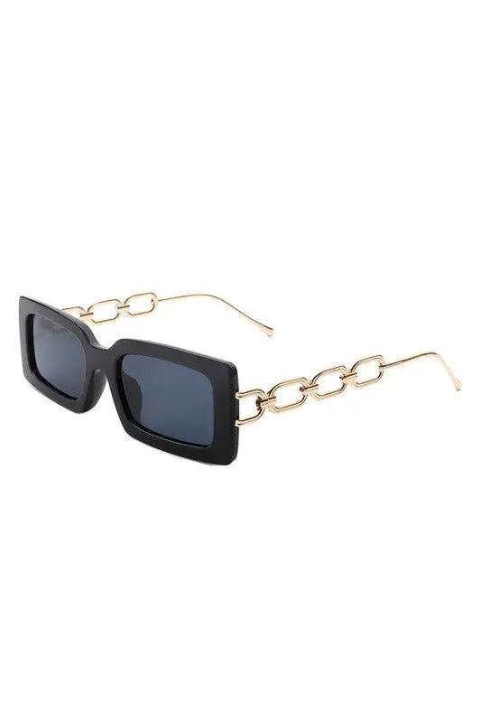 Square Flat Top Chain Link Design Sunglasses Sunglasses Cramilo Eyewear   