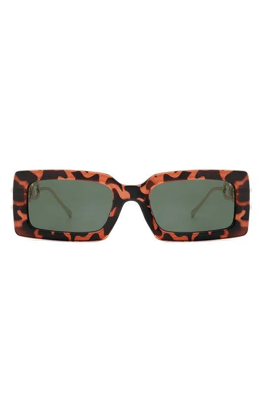 Square Flat Top Chain Link Design Sunglasses Sunglasses Cramilo Eyewear   