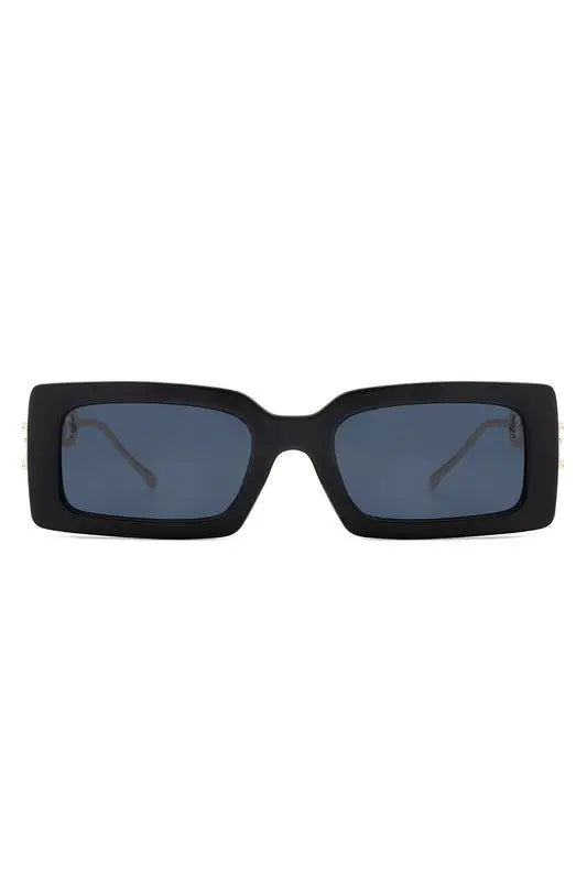 Square Flat Top Chain Link Design Sunglasses Sunglasses Cramilo Eyewear Black One Size 