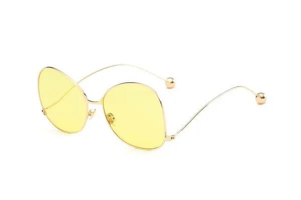 Women Oversized Fashion Sunglasses Sunglasses Cramilo Eyewear Yellow One Size 