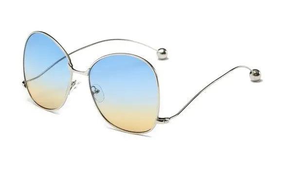 Women Oversized Fashion Sunglasses Sunglasses Cramilo Eyewear Blue Gradient to Yellow One Size 