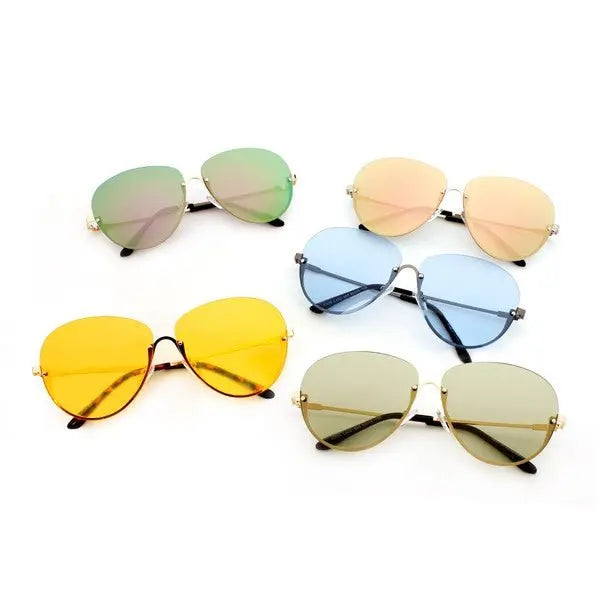 Half Frame Fashion Aviator Sunglasses Sunglasses Cramilo Eyewear   