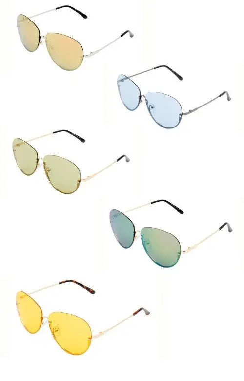 Half Frame Fashion Aviator Sunglasses Sunglasses Cramilo Eyewear   