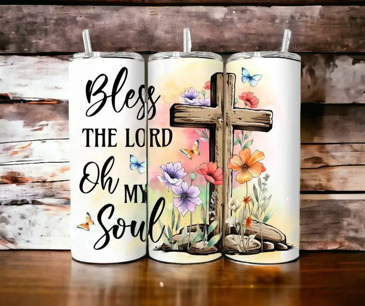 Faith-Based Tumblers Tumblers Kimz Cove 20oz. Skinny Tumbler Bless the Lord 