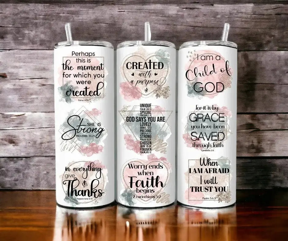 Faith-Based Tumblers Tumblers Kimz Cove 20oz. Skinny Tumbler Multi-Saying 