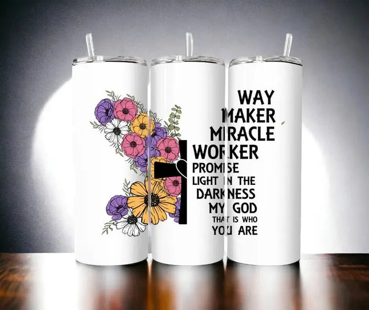 Faith-Based Tumblers Tumblers Kimz Cove 20oz. Skinny Tumbler Way Maker 